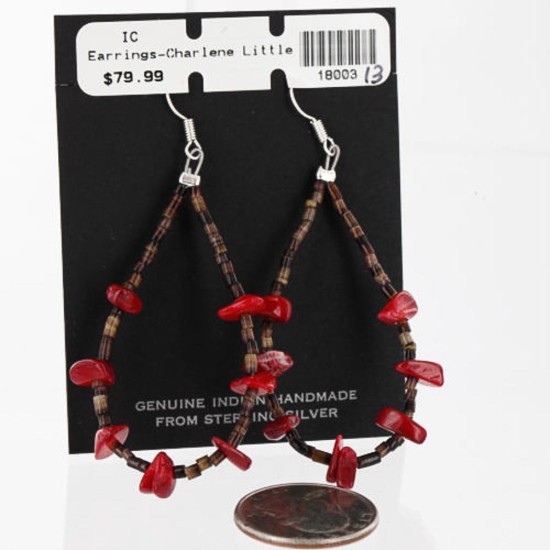 Certified Authentic Navajo .925 Sterling Silver Hooks Natural Coral Heishi Native American Earrings 390753975737 Certified Authentic Navajo .925 Sterling Silver Hooks Natural Coral Heishi Native American Earrings 390753975737