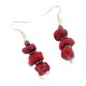 Certified Authentic Navajo .925 Sterling Silver Hooks Natural Hematite Coral Native American Dangle Earrings 97003
