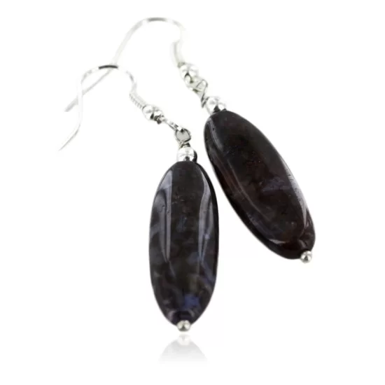 Certified Authentic Navajo .925 Sterling Silver Hooks Natural JASPER Native American Earrings 18054