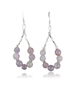 Certified Authentic Navajo .925 Sterling Silver Hooks Natural Pink Quartz Earring Native American Earrings 370964332696