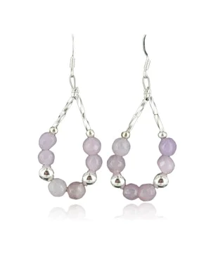 Certified Authentic Navajo .925 Sterling Silver Hooks Natural Pink Quartz Earring Native American Earrings 390725173781
