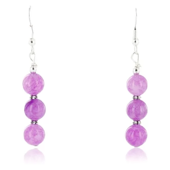 Certified Authentic Navajo .925 Sterling Silver Hooks Natural Purple Agate Native American Earrings 390758056775