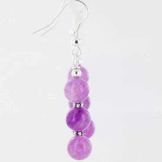 Certified Authentic Navajo .925 Sterling Silver Hooks Natural Purple Agate Native American Earrings 390758056775