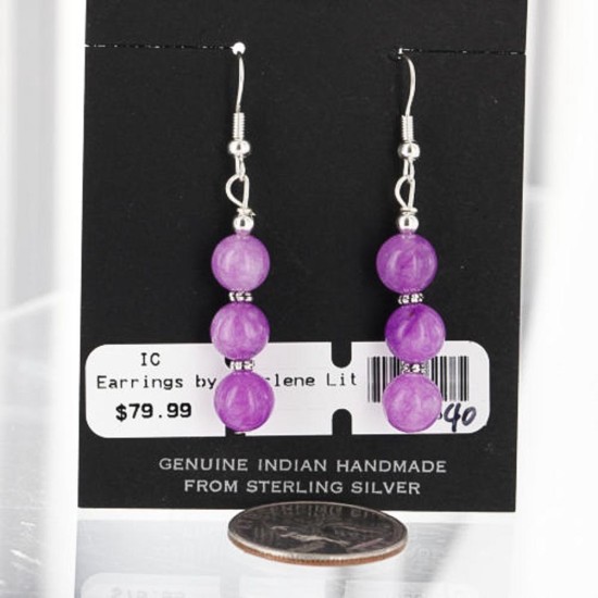 Certified Authentic Navajo .925 Sterling Silver Hooks Natural Purple Agate Native American Earrings 390758056775 Certified Authentic Navajo .925 Sterling Silver Hooks Natural Purple Agate Native American Earrings 390758056775