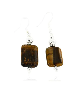 Certified Authentic Navajo .925 Sterling Silver Hooks Natural Tigers Eye Native American Earrings 18097-1 Certified Authentic Navajo .925 Sterling Silver Hooks Natural Tigers Eye Native American Earrings 18097-1