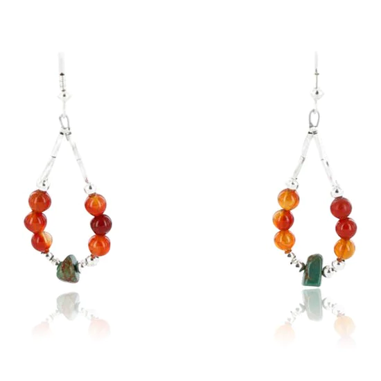 Certified Authentic Navajo .925 Sterling Silver Hooks Natural Turquiose Quartz Native American Earrings 390813055393