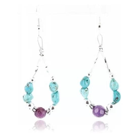 Certified Authentic Navajo .925 Sterling Silver Hooks Natural Turquoise Agate Native American Earrings 371047650254 Certified Authentic Navajo .925 Sterling Silver Hooks Natural Turquoise Agate Native American Earrings 371047650254
