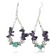 Certified Authentic Navajo .925 Sterling Silver Hooks Natural Turquoise Amethyst Native American Earrings 370964804472