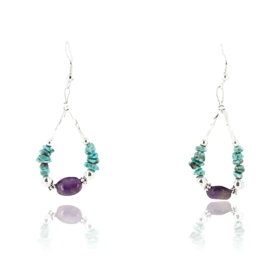 Certified Authentic Navajo .925 Sterling Silver Hooks Natural Turquoise Amethyst Native American Earrings 371057556188 Certified Authentic Navajo .925 Sterling Silver Hooks Natural Turquoise Amethyst Native American Earrings 371057556188