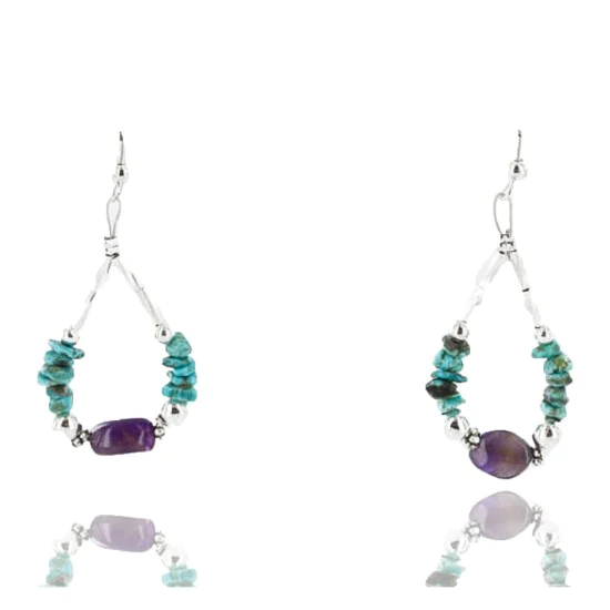 Certified Authentic Navajo .925 Sterling Silver Hooks Natural Turquoise Amethyst Native American Earrings 390828658048 Certified Authentic Navajo .925 Sterling Silver Hooks Natural Turquoise Amethyst Native American Earrings 390828658048