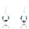 Certified Authentic Navajo .925 Sterling Silver Hooks Natural Turquoise Amethyst Native American Earrings 390828658048