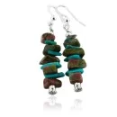 Certified Authentic Navajo .925 Sterling Silver Hooks Natural Turquoise and JASPER Native American Earrings 18062