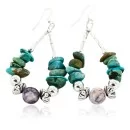 Certified Authentic Navajo .925 Sterling Silver Hooks Natural Turquoise and Jasper Native American Earrings 18098-1
