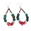 Certified Authentic Navajo .925 Sterling Silver Hooks Natural Turquoise CORAL Dangle Native American Earrings 18102-1