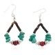 Certified Authentic Navajo .925 Sterling Silver Hooks Natural Turquoise Coral Heishi Hoop Native American Dangle Earrings 18263-35