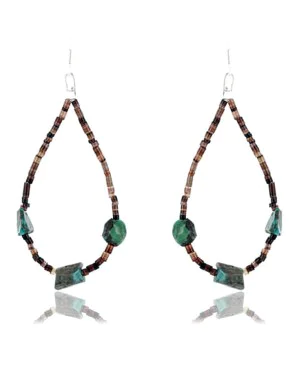 Certified Authentic Navajo .925 Sterling Silver Hooks Natural Turquoise Heishi Native American Earrings 370994312009