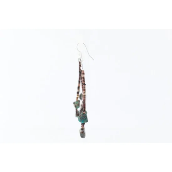 Certified Authentic Navajo .925 Sterling Silver Hooks Natural Turquoise Heishi Native American Earrings 370994312009