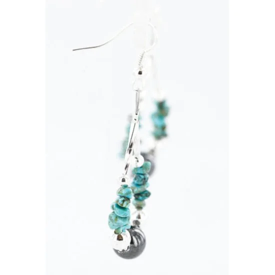 Certified Authentic Navajo .925 Sterling Silver Hooks Natural Turquoise Hematite Native American Earrings 371047884546 Certified Authentic Navajo .925 Sterling Silver Hooks Natural Turquoise Hematite Native American Earrings 371047884546