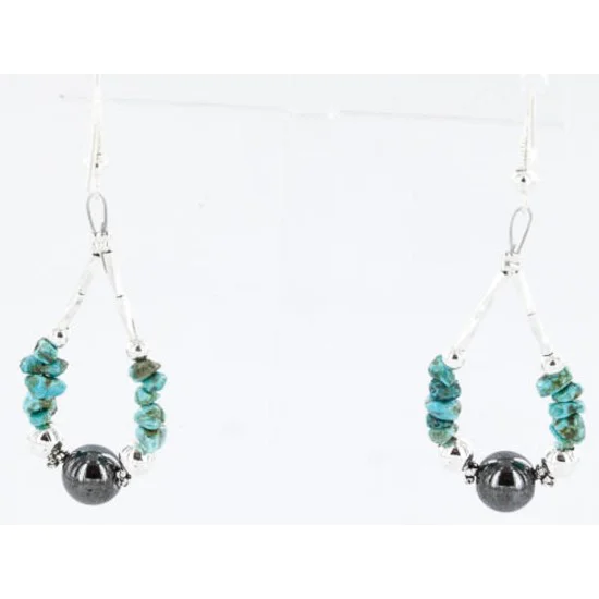 Certified Authentic Navajo .925 Sterling Silver Hooks Natural Turquoise Hematite Native American Earrings 371047884546 Certified Authentic Navajo .925 Sterling Silver Hooks Natural Turquoise Hematite Native American Earrings 371047884546