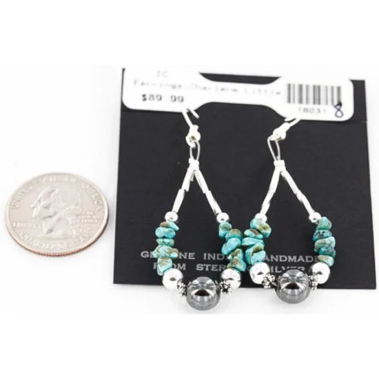 Certified Authentic Navajo .925 Sterling Silver Hooks Natural Turquoise Hematite Native American Earrings 371047884546 Certified Authentic Navajo .925 Sterling Silver Hooks Natural Turquoise Hematite Native American Earrings 371047884546