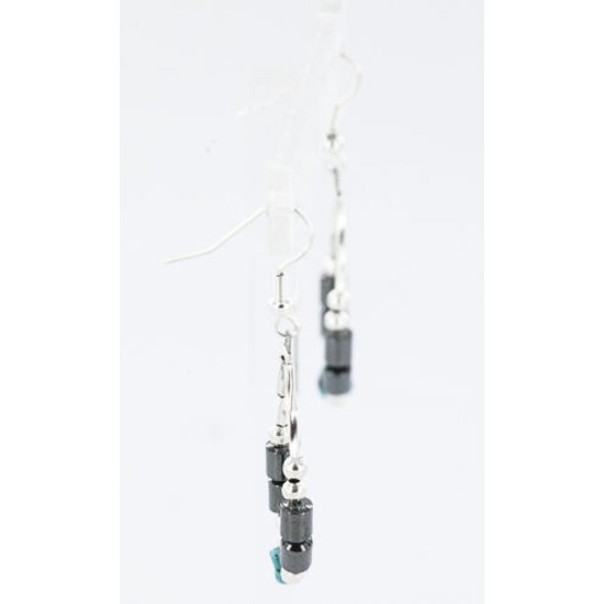 Certified Authentic Navajo .925 Sterling Silver Hooks Natural Turquoise Hematite Native American Earrings 390814169540 Certified Authentic Navajo .925 Sterling Silver Hooks Natural Turquoise Hematite Native American Earrings 390814169540