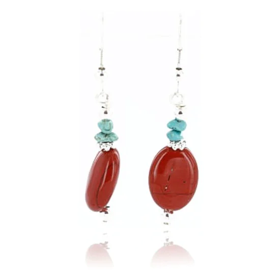 Certified Authentic Navajo .925 Sterling Silver Hooks Natural Turquoise Jasper Native American Earrings 371014404866 Certified Authentic Navajo .925 Sterling Silver Hooks Natural Turquoise Jasper Native American Earrings 371014404866