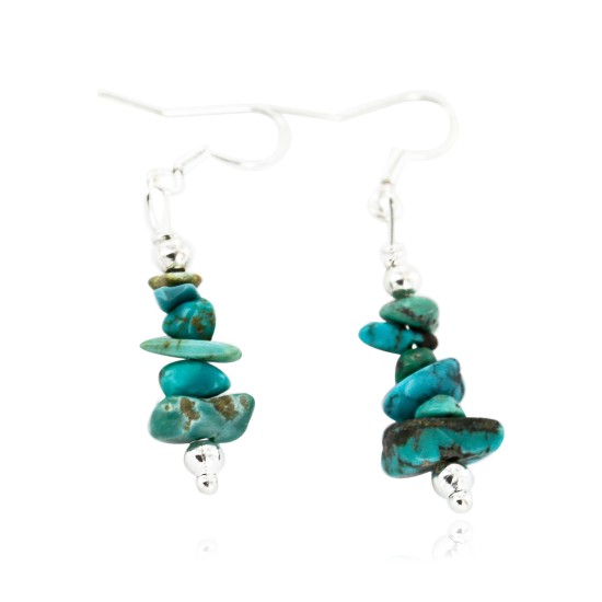 Certified Authentic Navajo .925 Sterling Silver Hooks Natural Turquoise Native American Earrings 18097-4 Certified Authentic Navajo .925 Sterling Silver Hooks Natural Turquoise Native American Earrings 18097-4