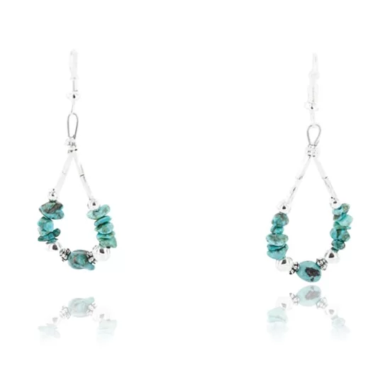 Certified Authentic Navajo .925 Sterling Silver Hooks Natural Turquoise Native American Earrings 371046337070