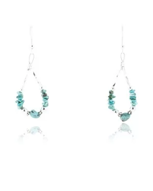Certified Authentic Navajo .925 Sterling Silver Hooks Natural Turquoise Native American Earrings 371051729410