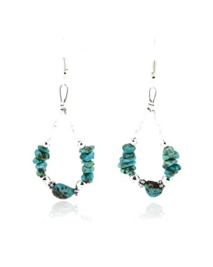 Certified Authentic Navajo .925 Sterling Silver Hooks Natural Turquoise Native American Earrings 371054494253