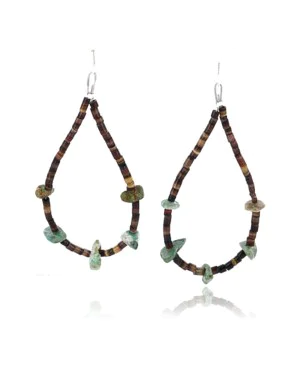 Certified Authentic Navajo .925 Sterling Silver Hooks Natural TURQUOISE Native American Earrings 390792556453