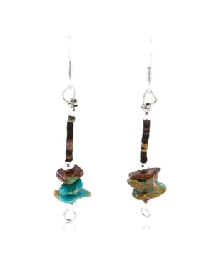 Certified Authentic Navajo .925 Sterling Silver Hooks Natural Turquoise Native American Earrings 390817652116