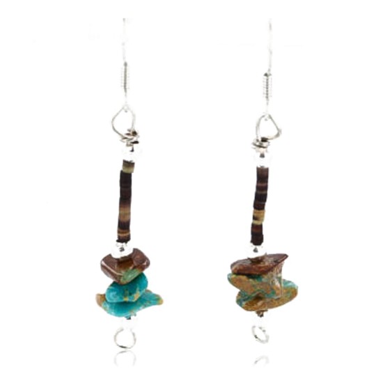 Certified Authentic Navajo .925 Sterling Silver Hooks Natural Turquoise Native American Earrings 390817652116