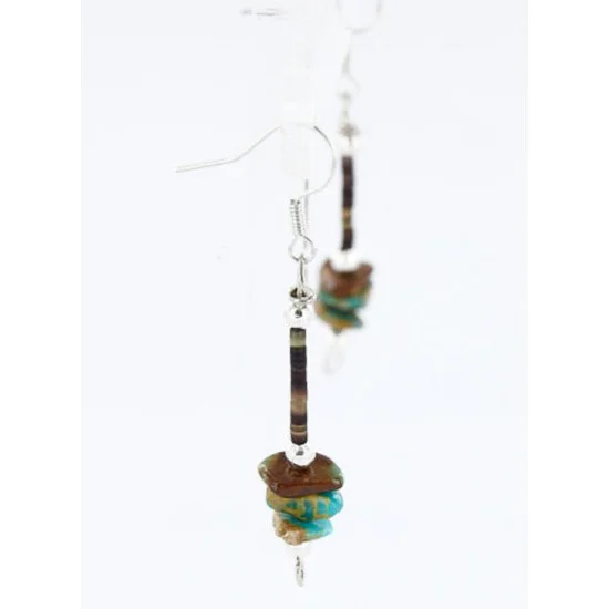 Certified Authentic Navajo .925 Sterling Silver Hooks Natural Turquoise Native American Earrings 390817652116