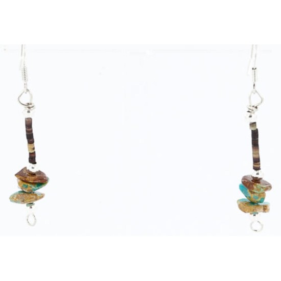 Certified Authentic Navajo .925 Sterling Silver Hooks Natural Turquoise Native American Earrings 390817652116