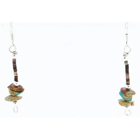 Certified Authentic Navajo .925 Sterling Silver Hooks Natural Turquoise Native American Earrings 390817652116