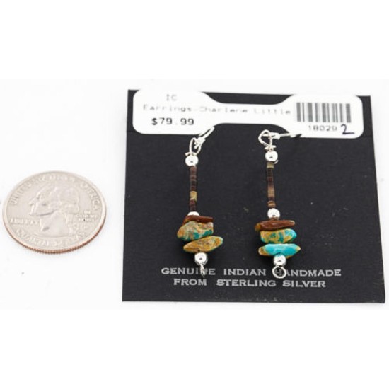 Certified Authentic Navajo .925 Sterling Silver Hooks Natural Turquoise Native American Earrings 390817652116
