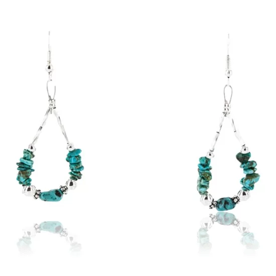 Certified Authentic Navajo .925 Sterling Silver Hooks Natural Turquoise Native American Earrings 390830067957