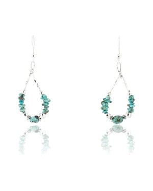 Certified Authentic Navajo .925 Sterling Silver Hooks Natural Turquoise Native American Earrings 390835943759