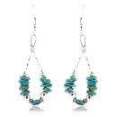 Certified Authentic Navajo .925 Sterling Silver Hooks Natural Turquoise Native American Earrings 390844281100