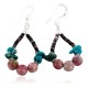 Certified Authentic Navajo .925 Sterling Silver Hooks Natural Turquoise Pink Agate HEISHI HOOP Native American Earrings 18081-2 Certified Authentic Navajo .925 Sterling Silver Hooks Natural Turquoise Pink Agate HEISHI HOOP Native American Earrings 18081-2