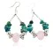 Certified Authentic Navajo .925 Sterling Silver Hooks Natural Turquoise Pink Quartz Native American Earrings 18098-3