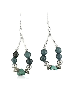 Certified Authentic Navajo .925 Sterling Silver Hooks Natural Turquoise Quartz Native American Earrings 390727328599