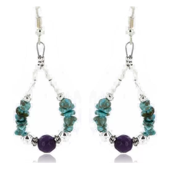 Certified Authentic Navajo .925 Sterling Silver Hooks Turquoise and Purple Jade Native American Earrings 390822695594 Certified Authentic Navajo .925 Sterling Silver Hooks Turquoise and Purple Jade Native American Earrings 390822695594