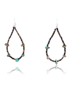 Certified Authentic Navajo .925 Sterling Silver Hooks Turquoise Native American Earrings 390794784483