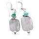 Certified Authentic Navajo .925 Sterling Silver Hooks Turquoise Natural Pink Quartz Earring Native American Earrings 18071