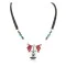 Certified Authentic Navajo .925 Sterling Silver Inlay Natural Graduated Melon Shell Turquoise Mother of Pearl Red Jasper Native American Necklace 15481-22