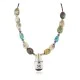 Certified Authentic Navajo .925 Sterling Silver Inlay Natural Turquoise Mother of Pearl Green Jasper Native American Necklace 15213-320