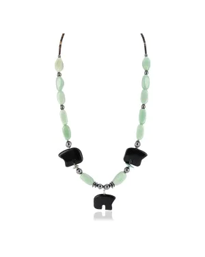 Certified Authentic Navajo .925 Sterling Silver Jade Turquoise Onyx Native American Necklace 390821037539