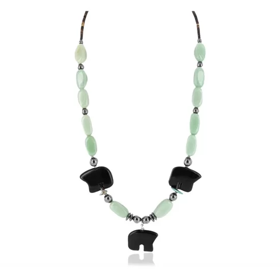 Certified Authentic Navajo .925 Sterling Silver Jade Turquoise Onyx Native American Necklace 390821037539